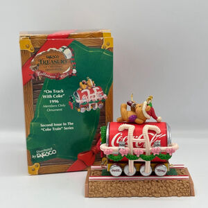 Enesco 1996 Coca-Cola Ornament On Track With Coke Train Polar Bear Members Only